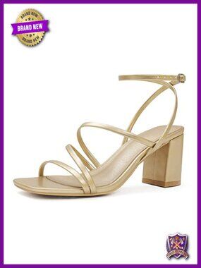 Strappy Block Heel Sandals Square Toe Chunky Ankle Buckle Pump